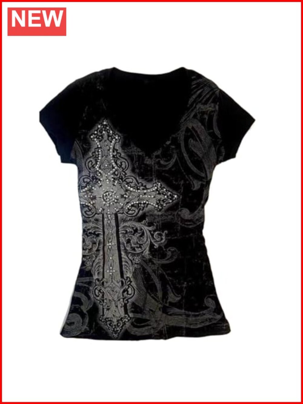 Vintage Graphic Crop Top Y2k Grunge Short Sleeve V-Neck Polyester Tee
